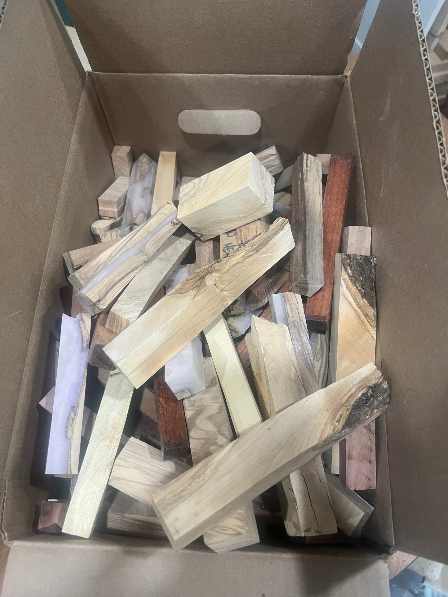 Box of rejected pen blanks