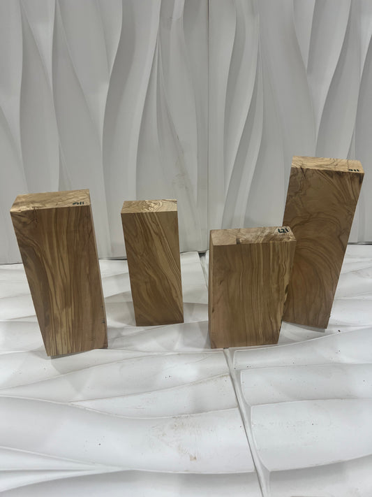 Olive wood blank set of 4 blanks 116, 128, 127, 110.
